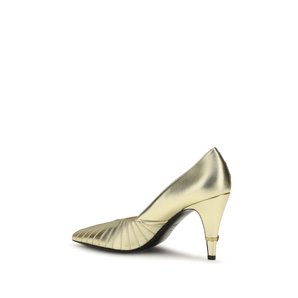 Versace Gold Metallic Calfskin Pointed-Toe Stiletto Pump – Slip-On, AW26, Italian