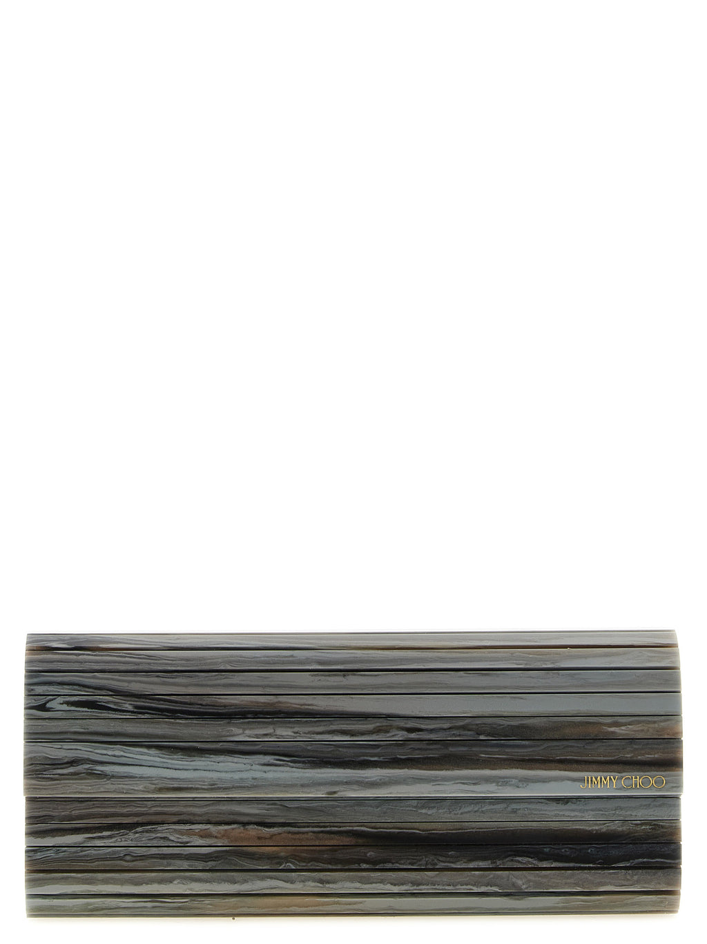 Jimmy Choo Grey Polyester Clutch Bag – 'Sweetie', Marble Pattern, Gold Chain, Magnetic Closure, Italian
