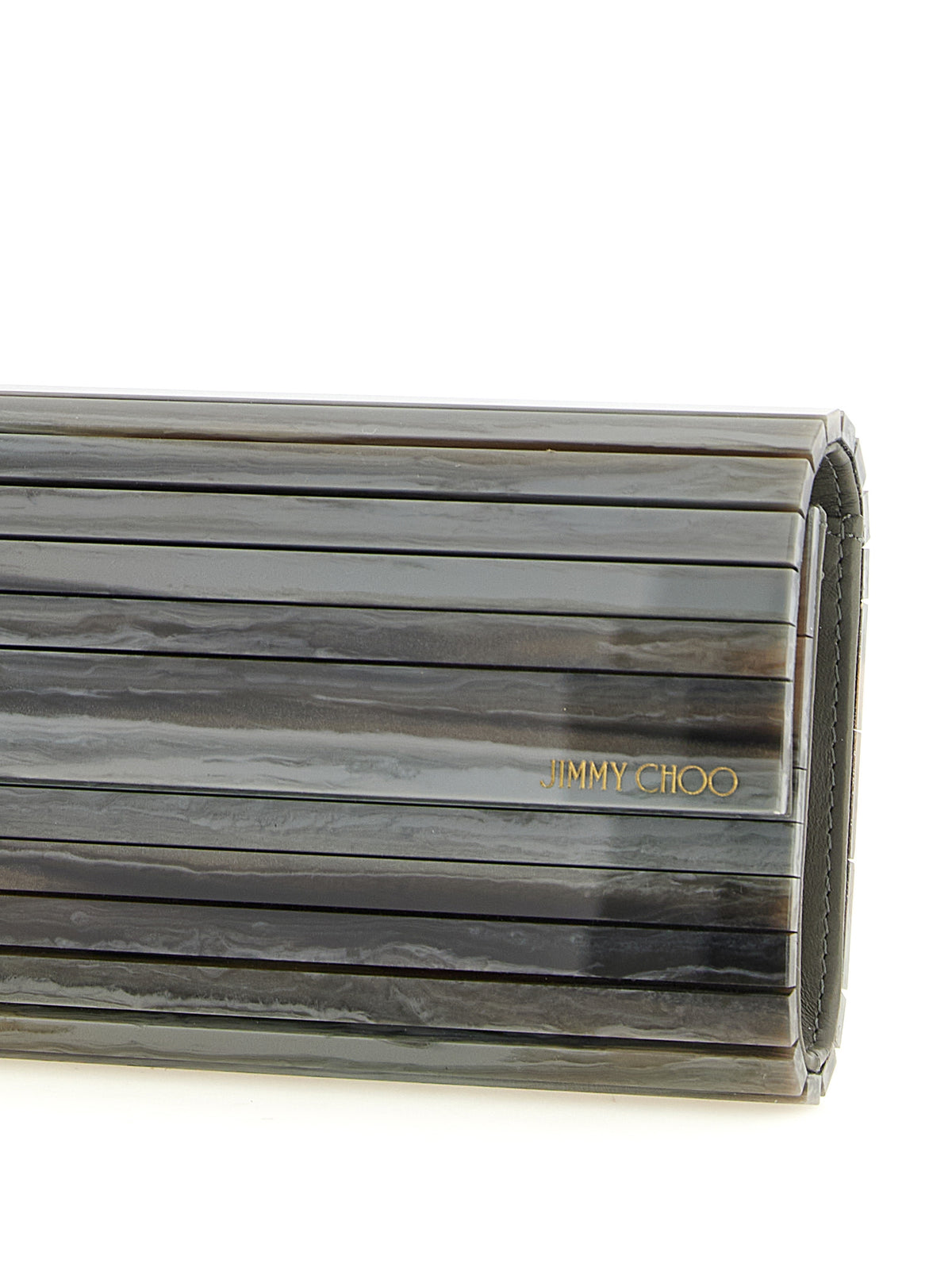 Jimmy Choo Grey Polyester Clutch Bag – 'Sweetie', Marble Pattern, Gold Chain, Magnetic Closure, Italian