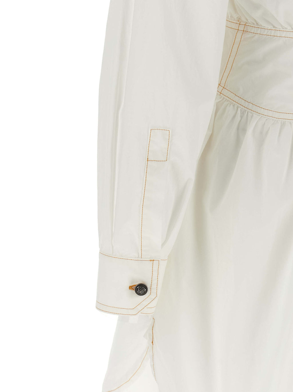 Versace White 100% Cotton Poplin Shirt Dress – Medusa Buttons, Structured Waist, Italian