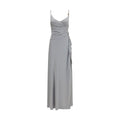 Versace Grey 100% Viscose Jersey Long Dress – Medusa Straps, V-Neck, Side Slit, AW26