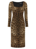Dolce & Gabbana Brown Viscose Midi Dress – Leo Animal Print