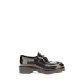 Prada Brown Calfskin Polished-Logo Loafers – Round Toe, Low Block Heel, AW26, Italian