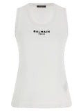 Balmain White Cotton Sleeveless T-Shirt