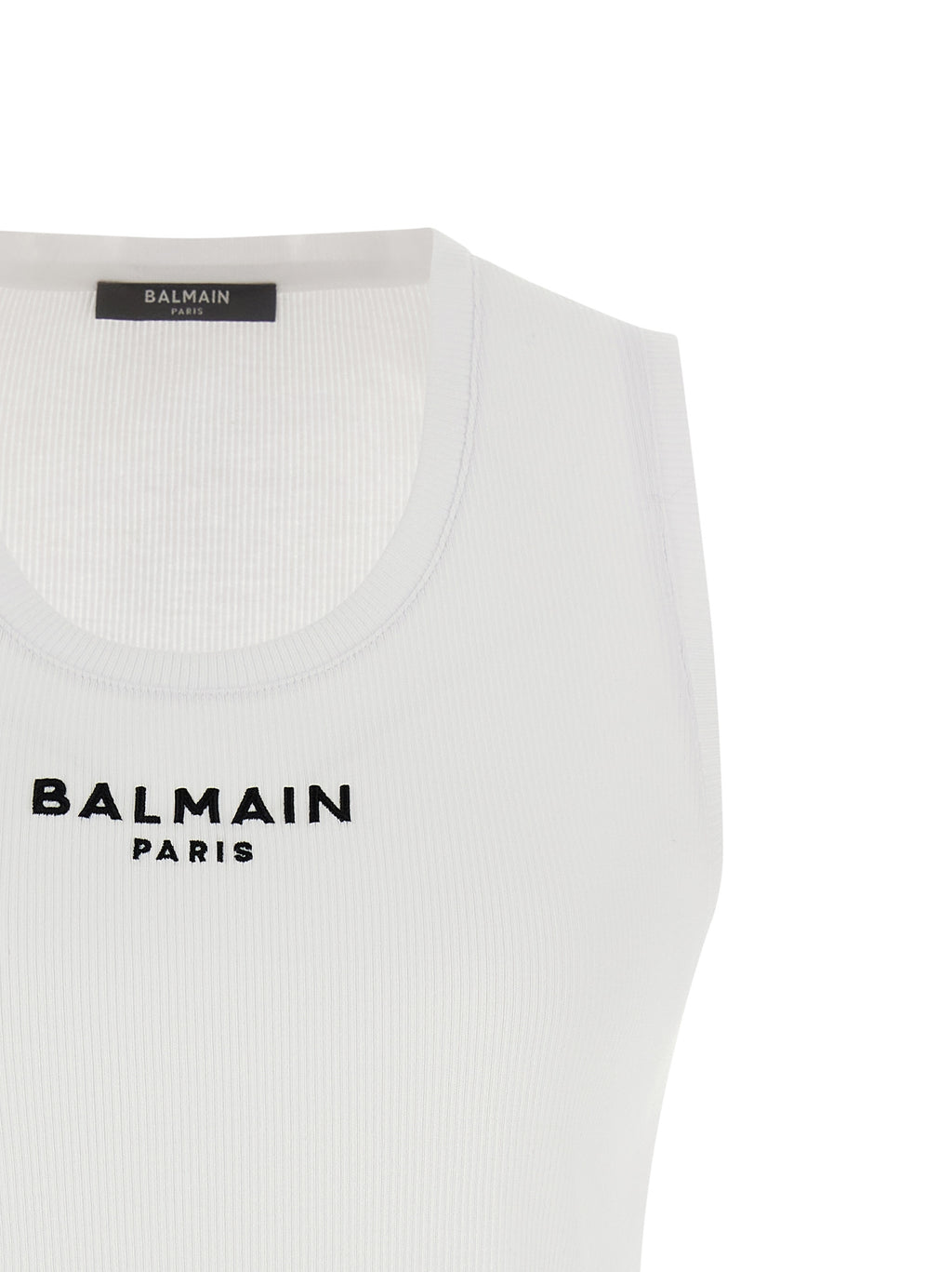 Balmain White Cotton Sleeveless T-Shirt