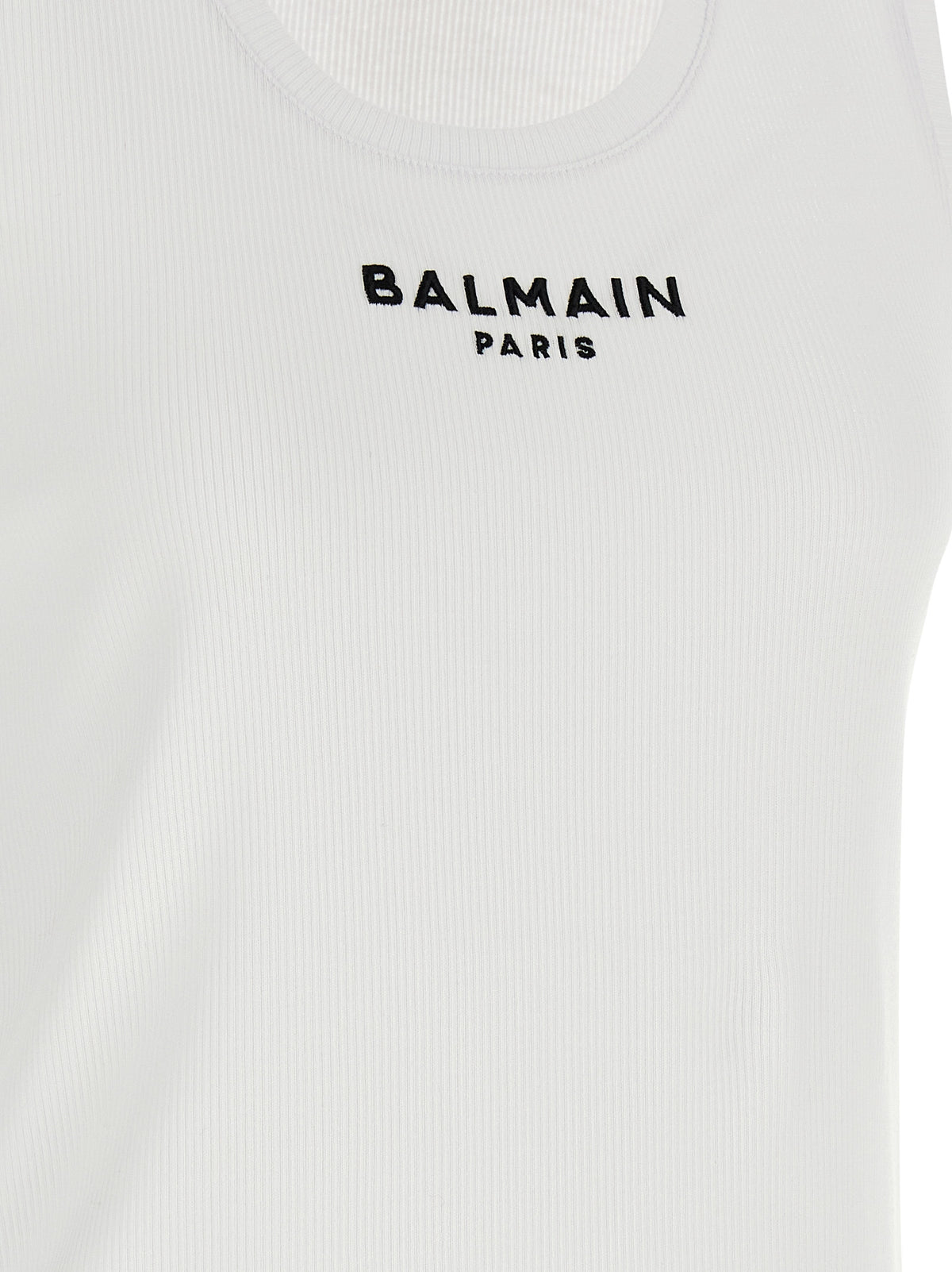 Balmain White Cotton Sleeveless T-Shirt