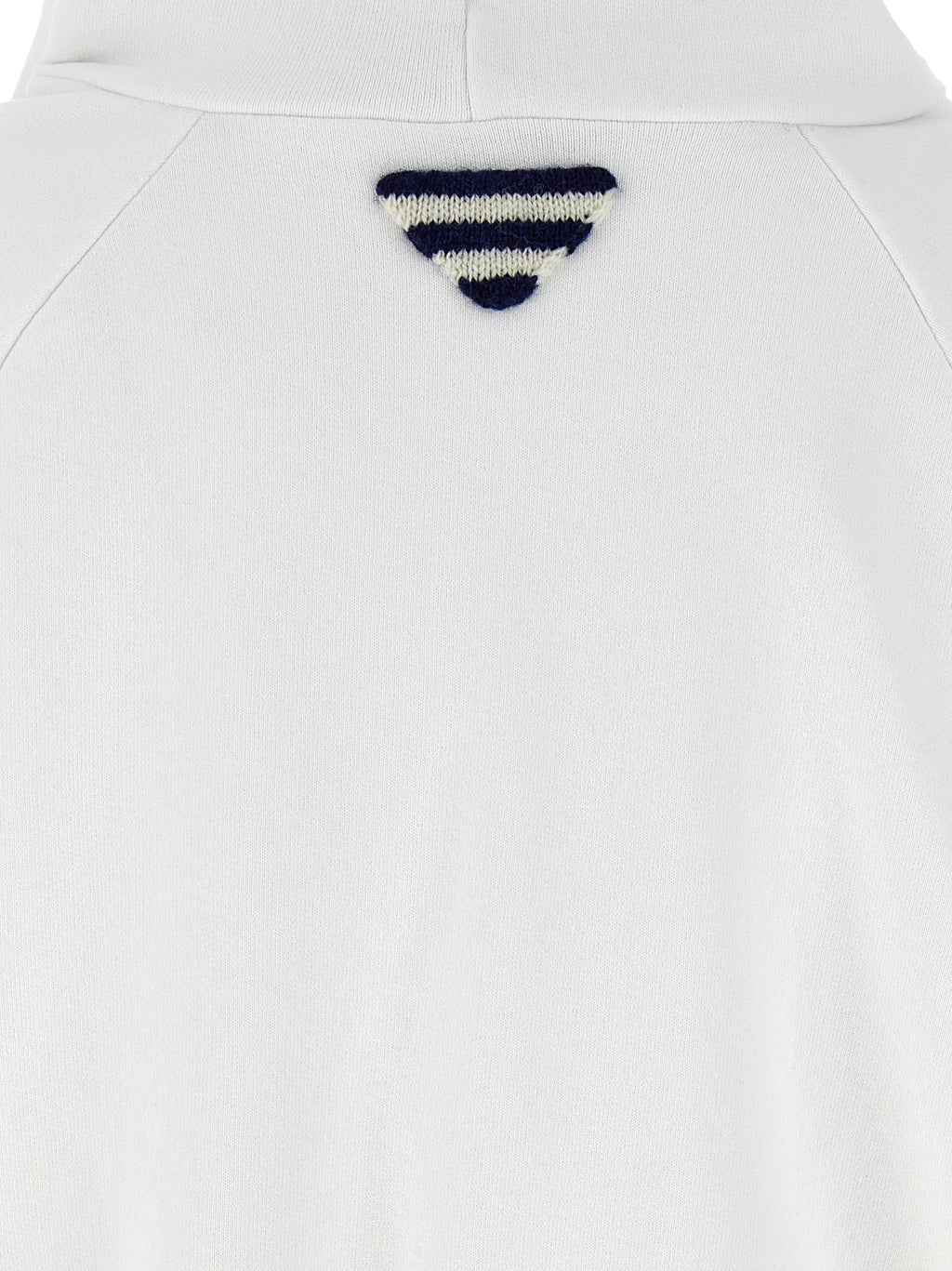 Prada White 100% Cotton Gauze Hoodie – Vintage Logo Print, Triangle Logo, Kangaroo Pocket, Romania