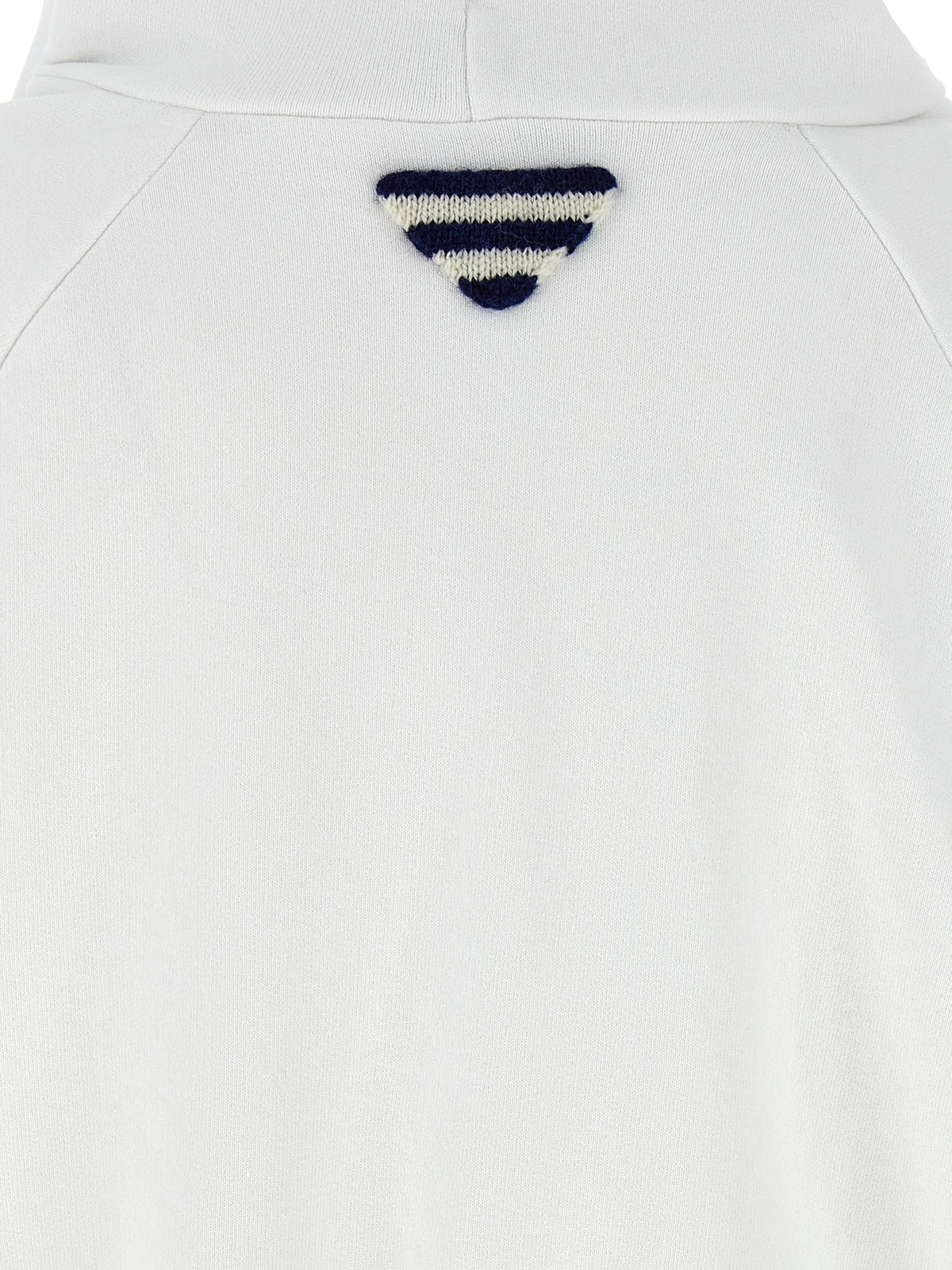 Prada White 100% Cotton Gauze Hoodie – Vintage Logo Print, Triangle Logo, Kangaroo Pocket, Romania