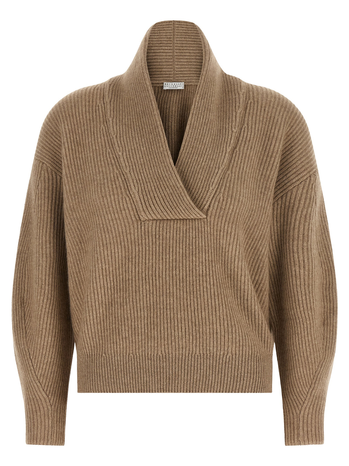 Brunello Cucinelli Beige Cashmere Cardigan - With Monile Shawl Collar