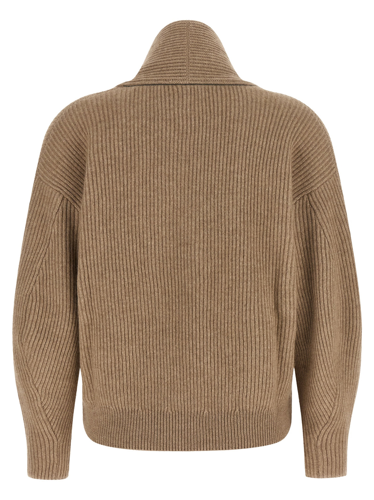 Brunello Cucinelli Beige Cashmere Cardigan - With Monile Shawl Collar