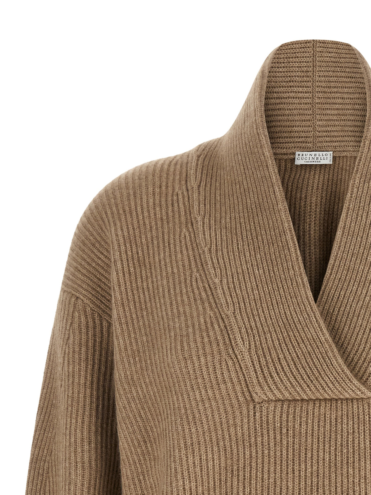Brunello Cucinelli Beige Cashmere Cardigan - With Monile Shawl Collar