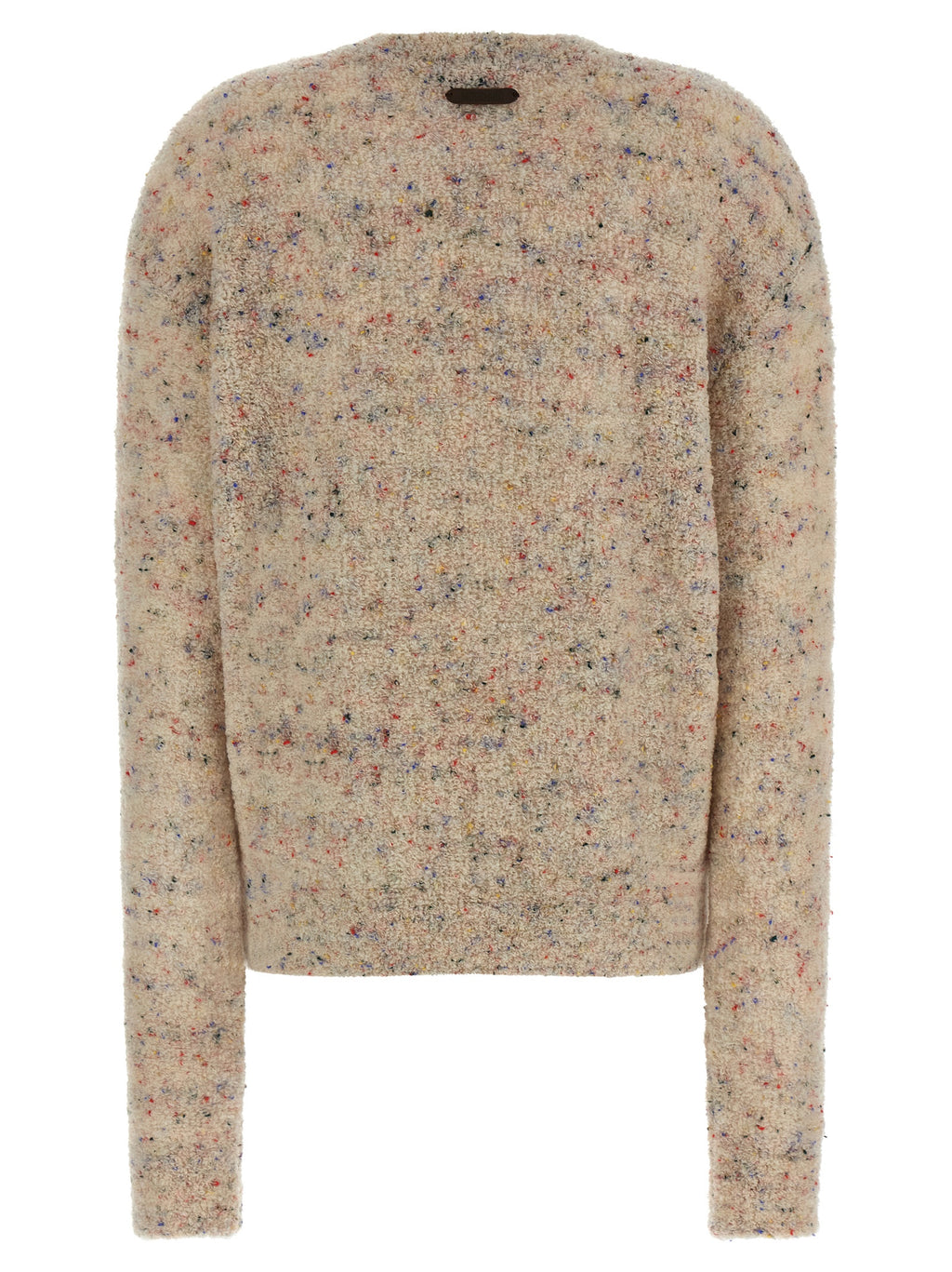 Moschino Multicolor 78% Virgin Wool Bouclé Sweater – Teddy Bear Intarsia, Mélange Effect, Italian
