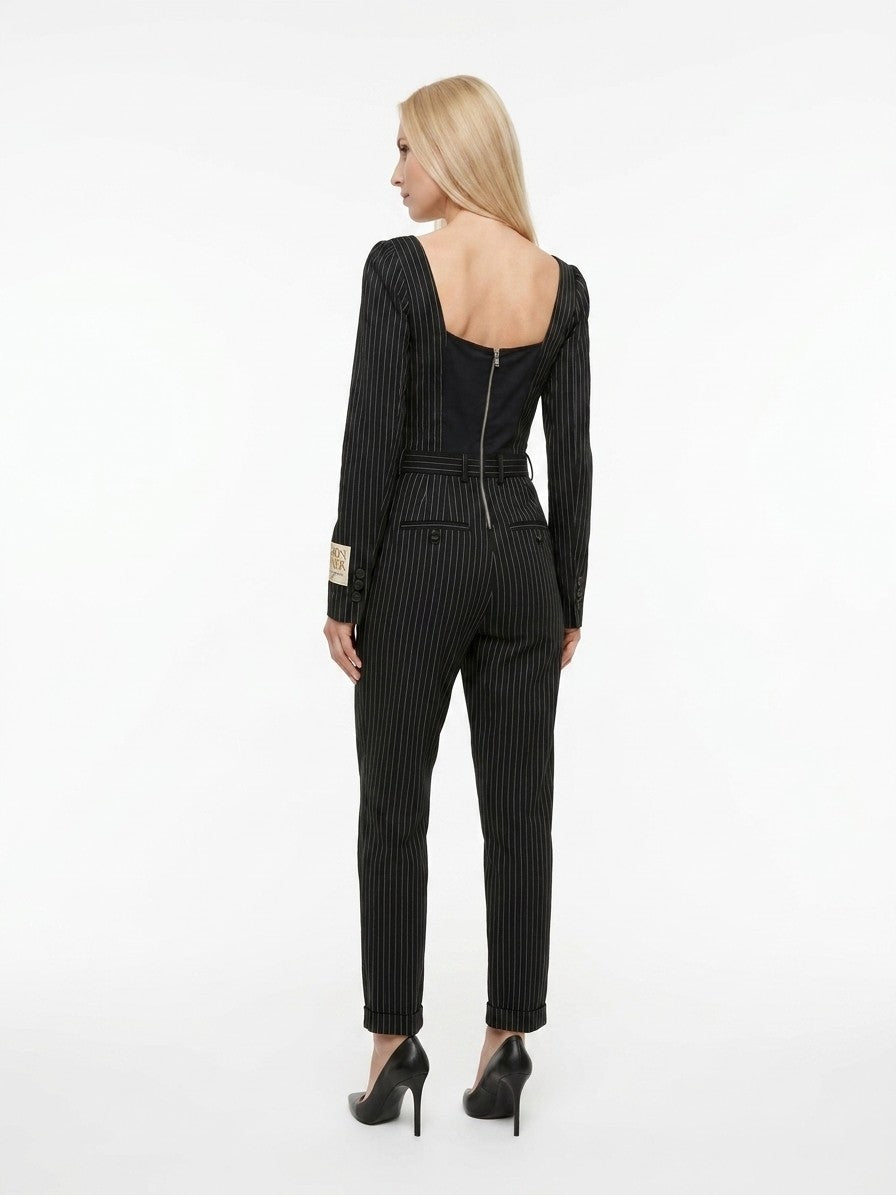 Dolce & Gabbana Black-White Jumpsuit – Slimming Silhouette, Italian Craftsmanship