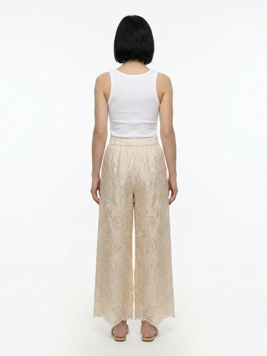 Dolce & Gabbana Beige Silk-Cotton Trousers