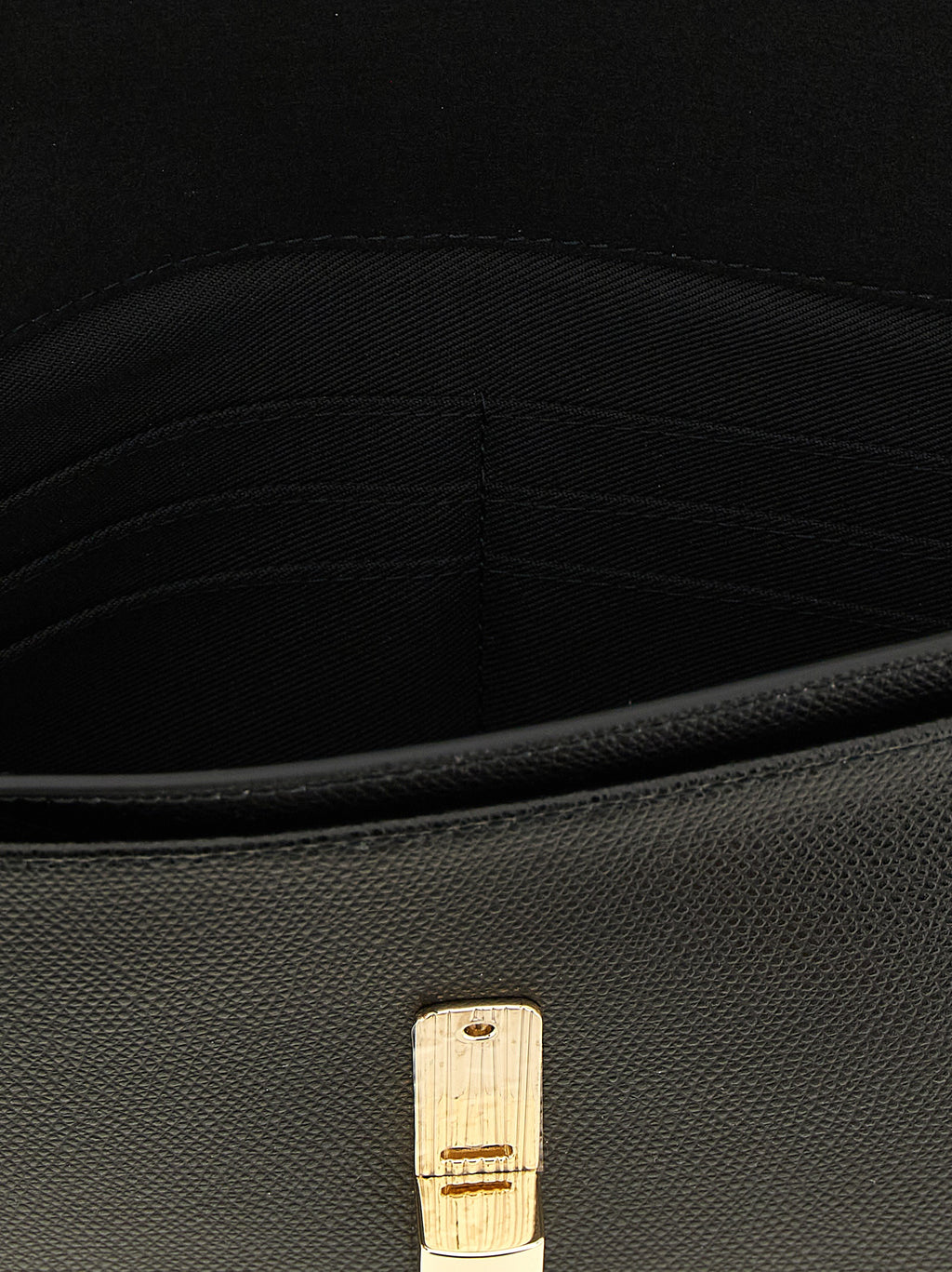 Furla Black Embossed Calfskin Clutch Bag – 'Iride', Gold 'Goccia' Magnetic Closure, Organized Interior, China