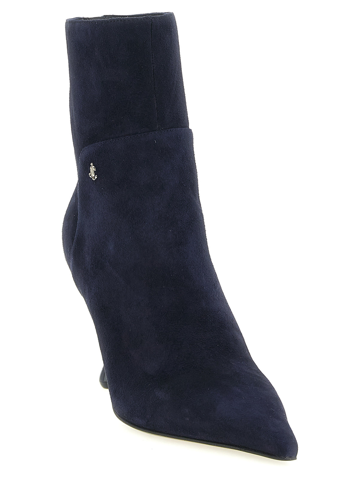 Jimmy Choo Blue Suede 'Cycas' Ankle Boots – Drop Heel, JC Monogram, Rear Zip, Italian