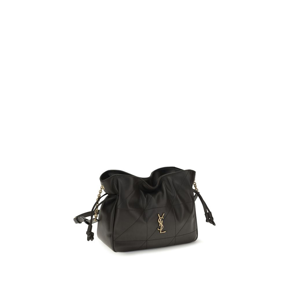 Saint Laurent Black Lambskin Clutch Bag – 'Jamie', Cassandre, Chain Strap, Side Zip Closure, 26x18 cm