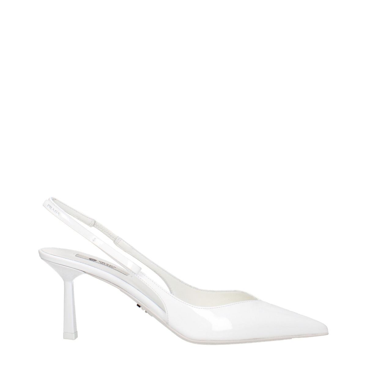 Prada White Patent Leather High-Heel Sandals – Side Logo, Italian