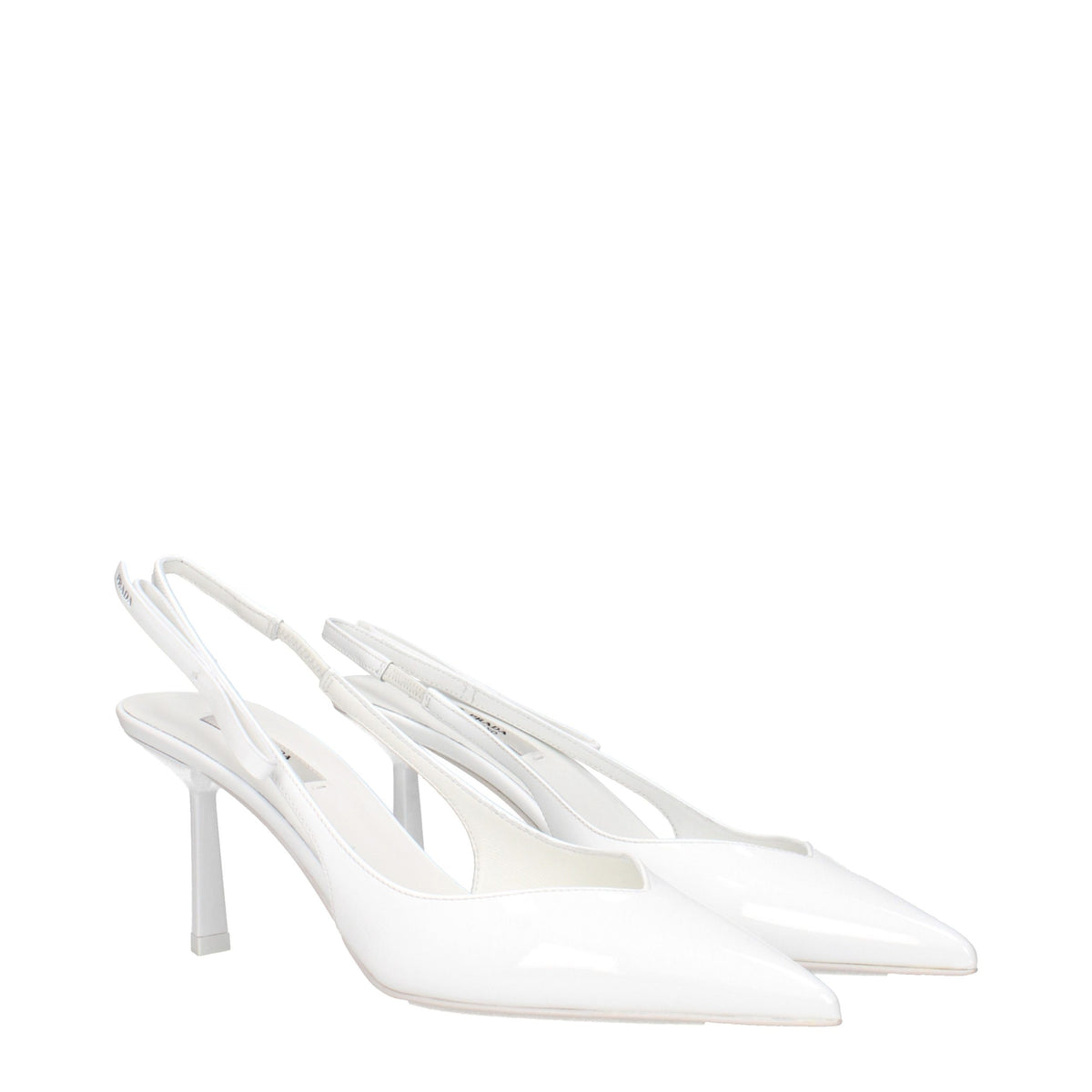 Prada White Patent Leather High-Heel Sandals – Side Logo, Italian