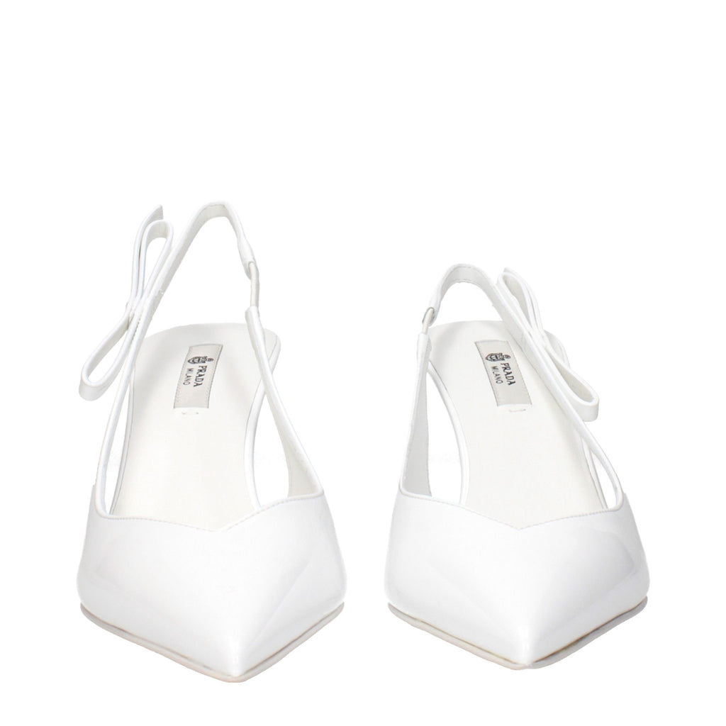 Prada White Patent Leather High-Heel Sandals – Side Logo, Italian