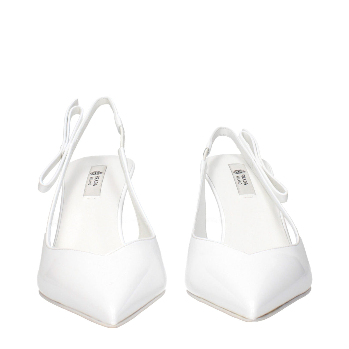 Prada White Patent Leather High-Heel Sandals – Side Logo, Italian