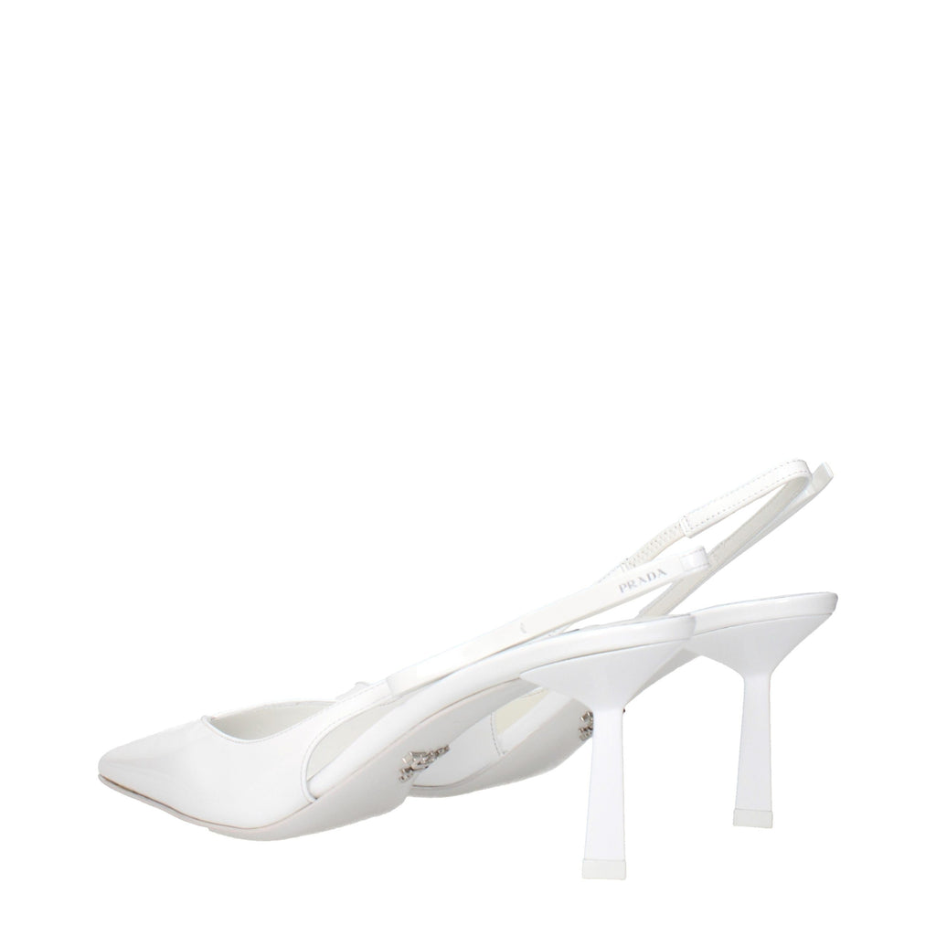 Prada White Patent Leather High-Heel Sandals – Side Logo, Italian