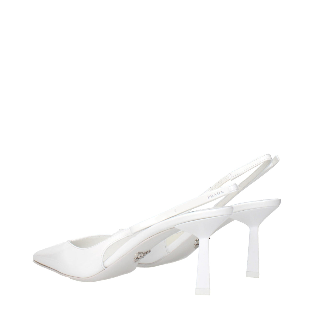 Prada White Patent Leather High-Heel Sandals – Side Logo, Italian