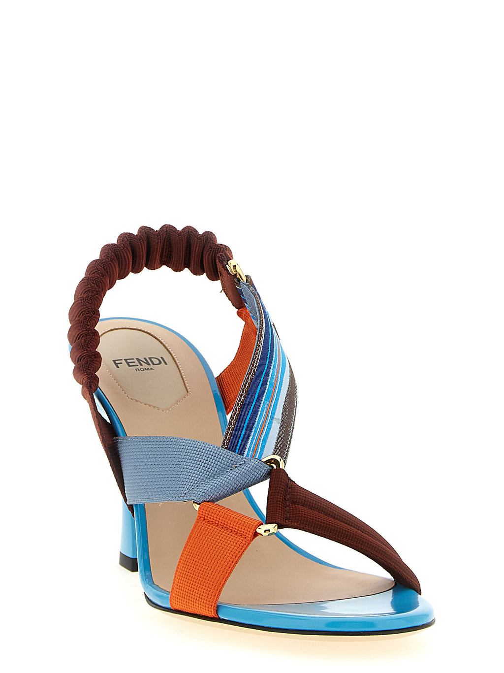 Fendi Multicolor Viscose Stiletto Heel Sandals
