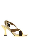 Fendi Multicolor Viscose 'Colibrì' Stiletto Sandals – Yellow Sculptural Heel, Gold Rings, Italian