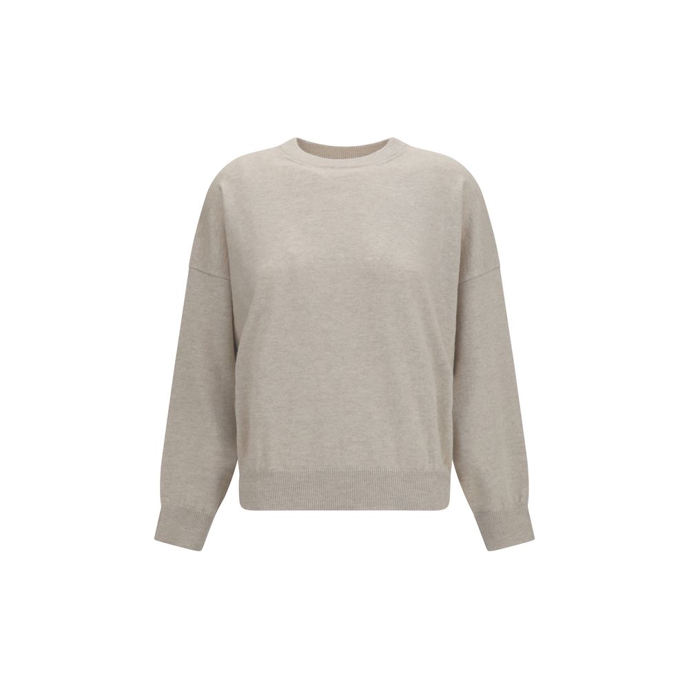 Brunello Cucinelli Beige Cashmere Sweater – With Monili Chain Detail AW26