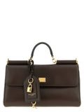 Dolce & Gabbana Brown Calfskin Bag – 'My Sicily', Plongé Leather, Engraved Logo, Back Zip Pocket, Italian