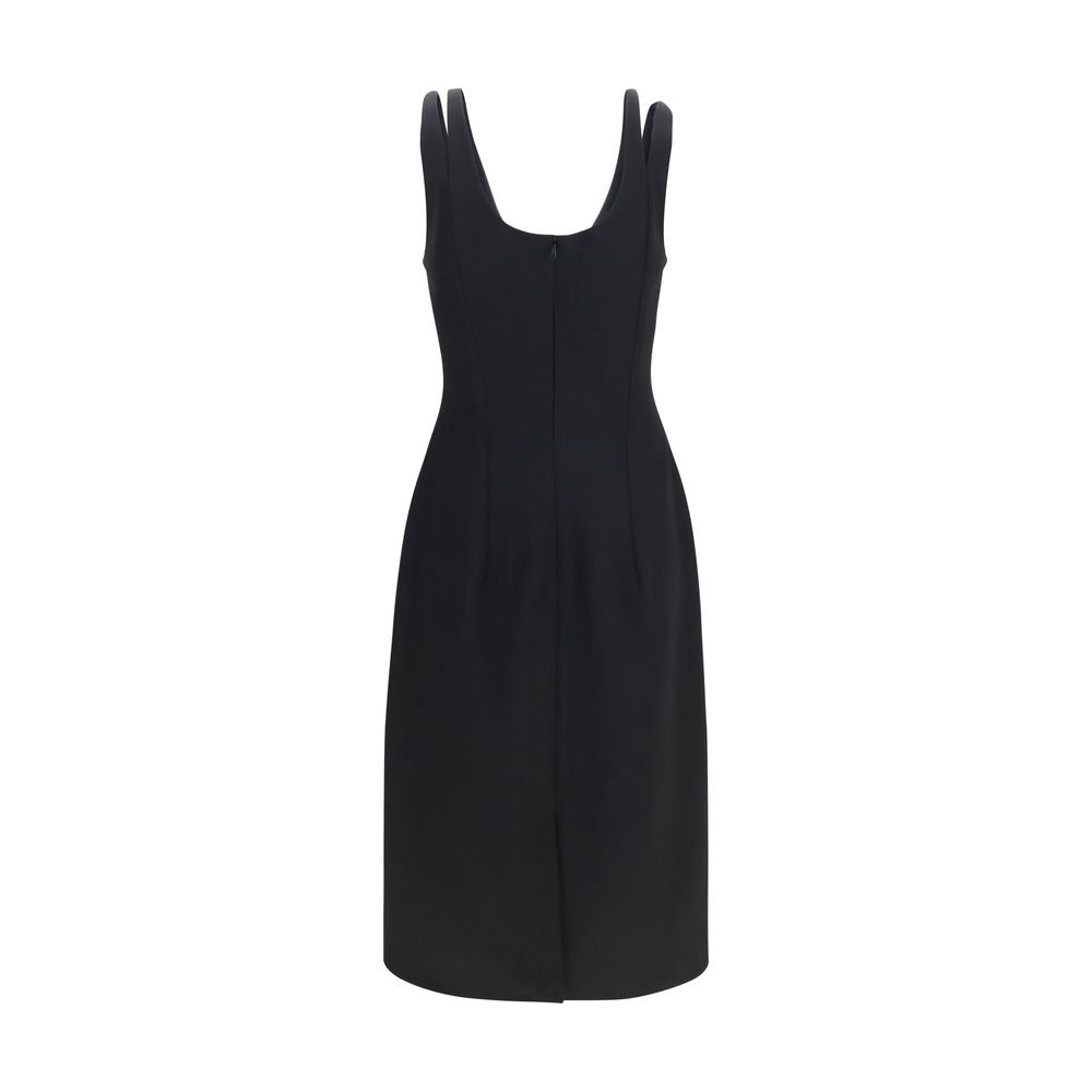 Versace Black 100% Virgin Wool Midi Cocktail Dress – Medusa Buttons, Slim Silhouette, AW26