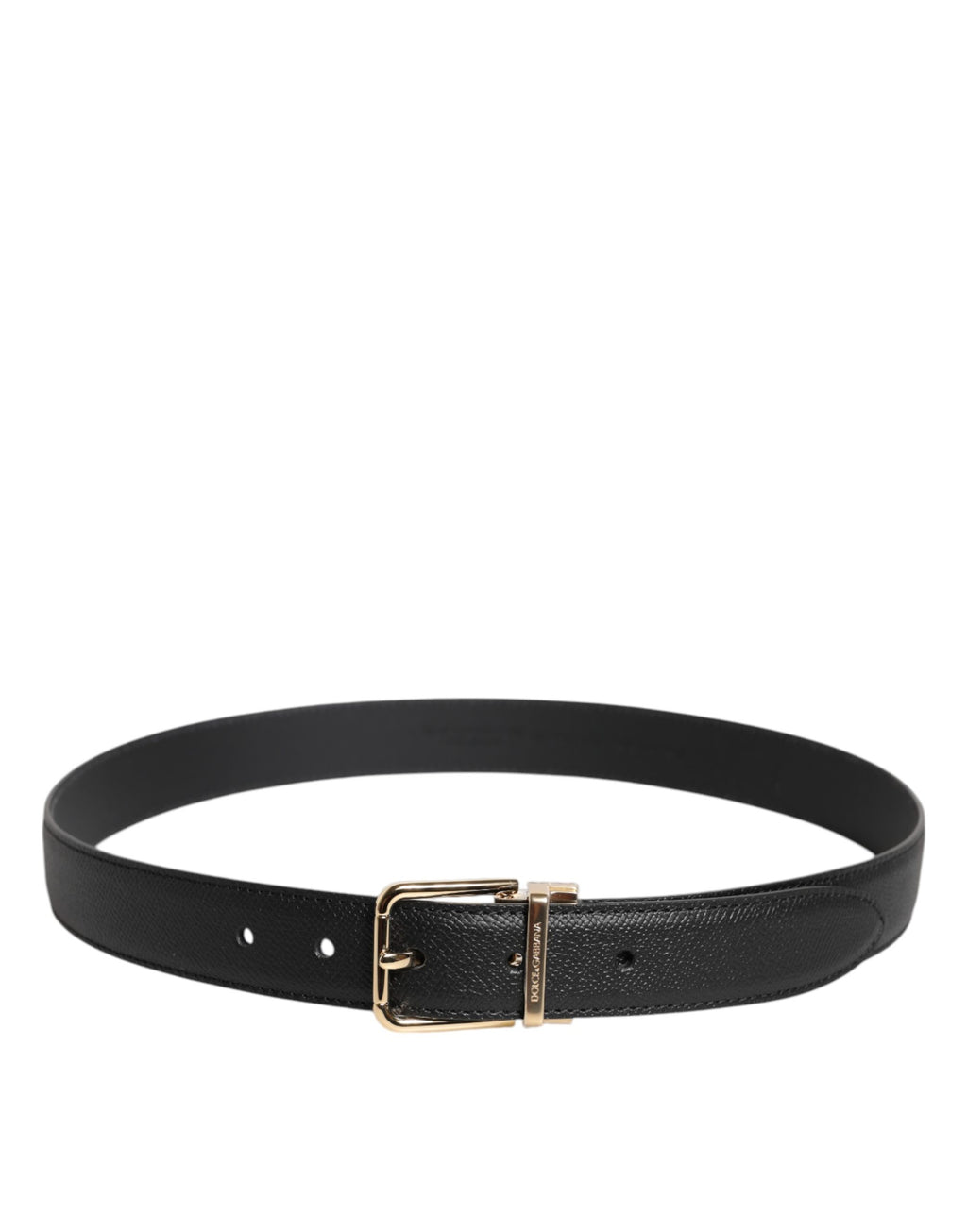 Dolce & Gabbana Black Textured Leather Belt - Gold Metal Buckle, 100% Leather, S/65 cm, Italian