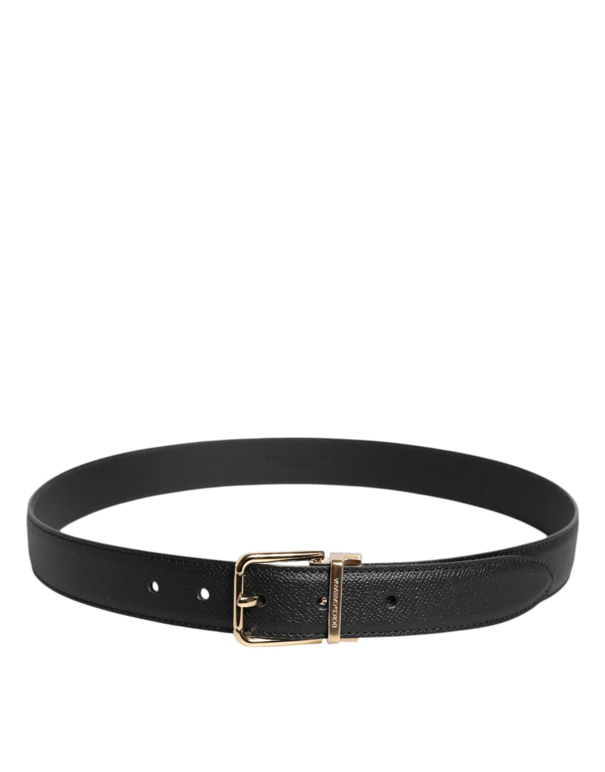 Dolce & Gabbana Black Textured Leather Belt - Gold Metal Buckle, 100% Leather, S/65 cm, Italian