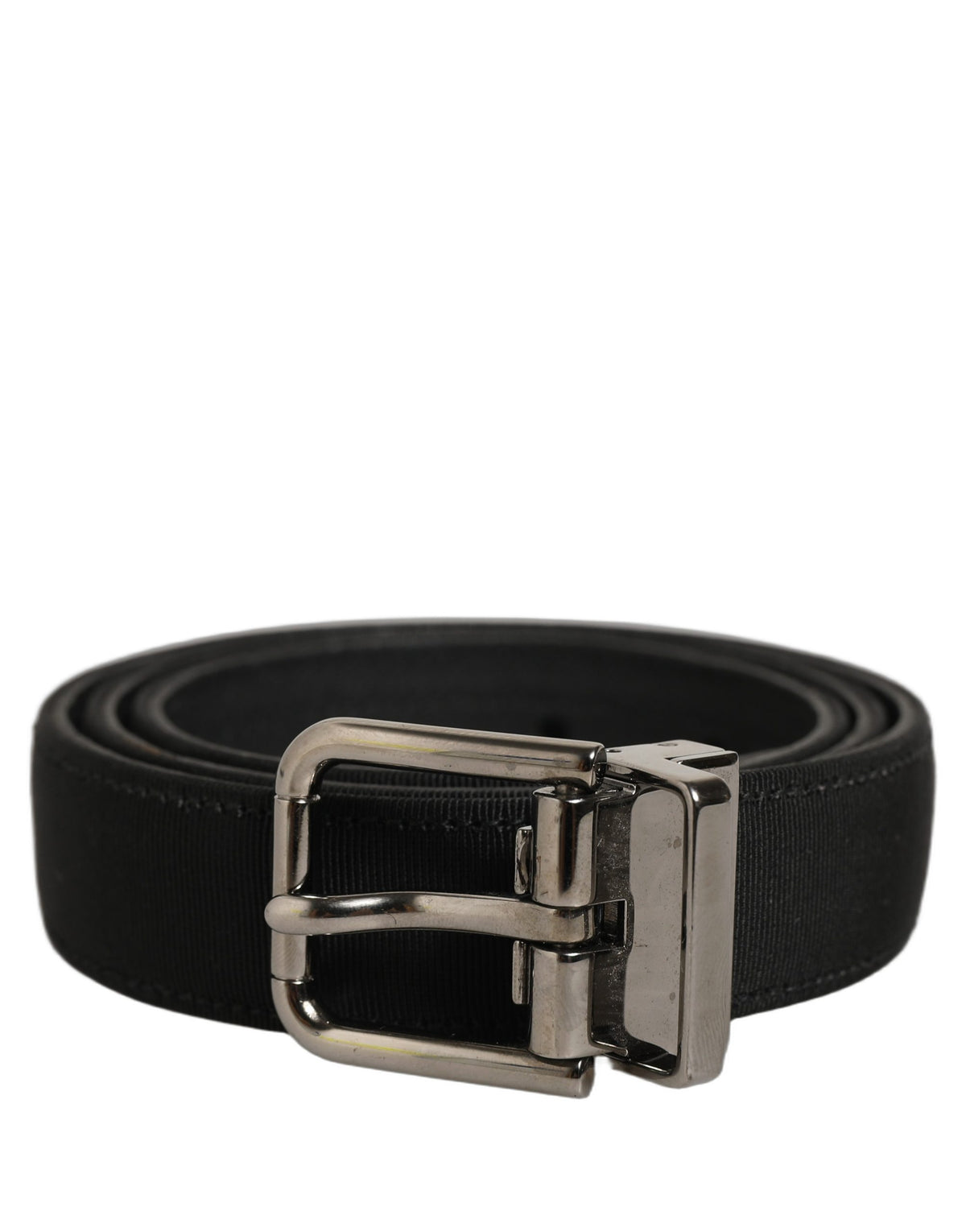 Dolce & Gabbana Black Classic Leather Belt – Silver Buckle, 2,5 cm, Logo, Italian