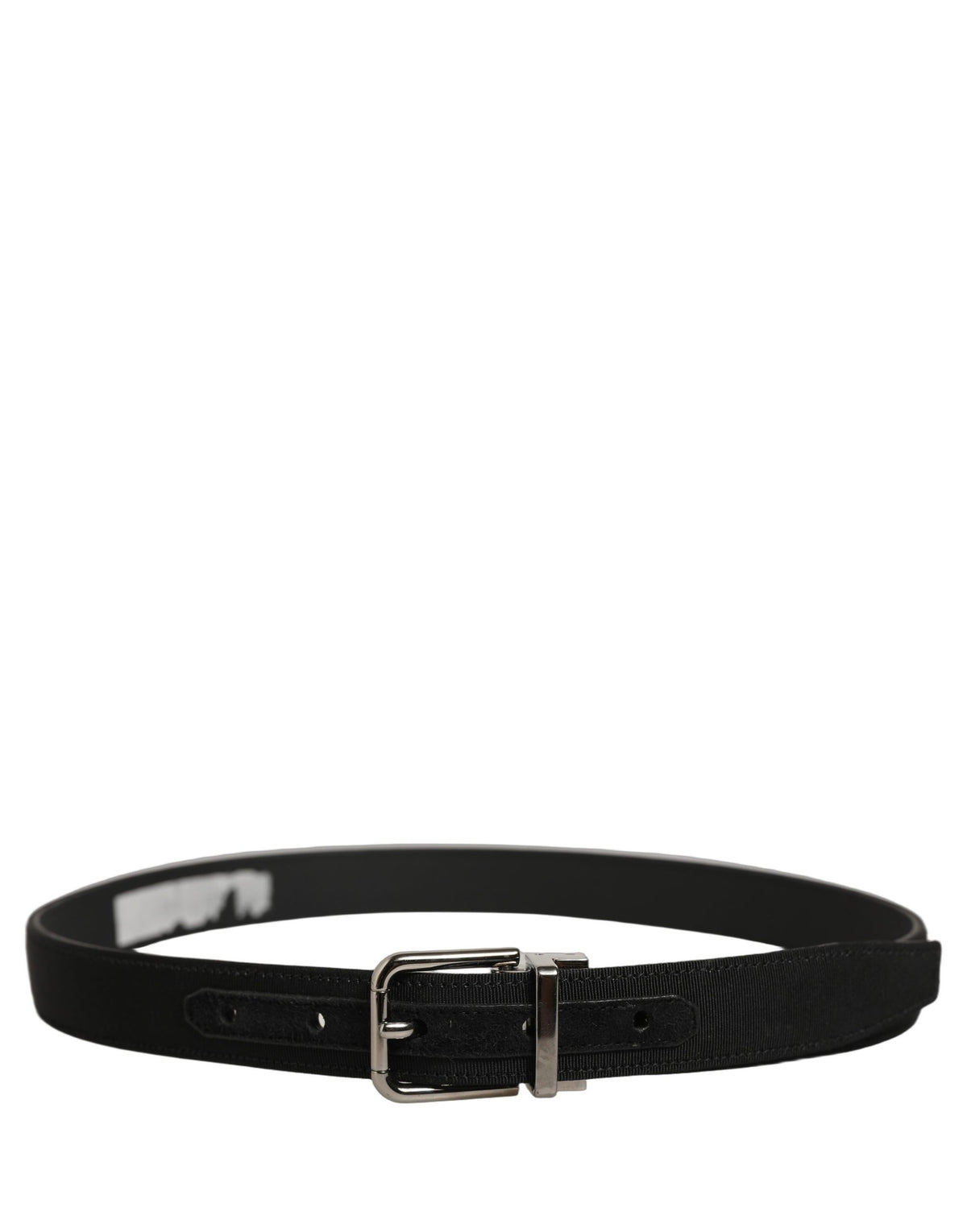 Dolce & Gabbana Black Classic Leather Belt – Silver Buckle, 2,5 cm, Logo, Italian