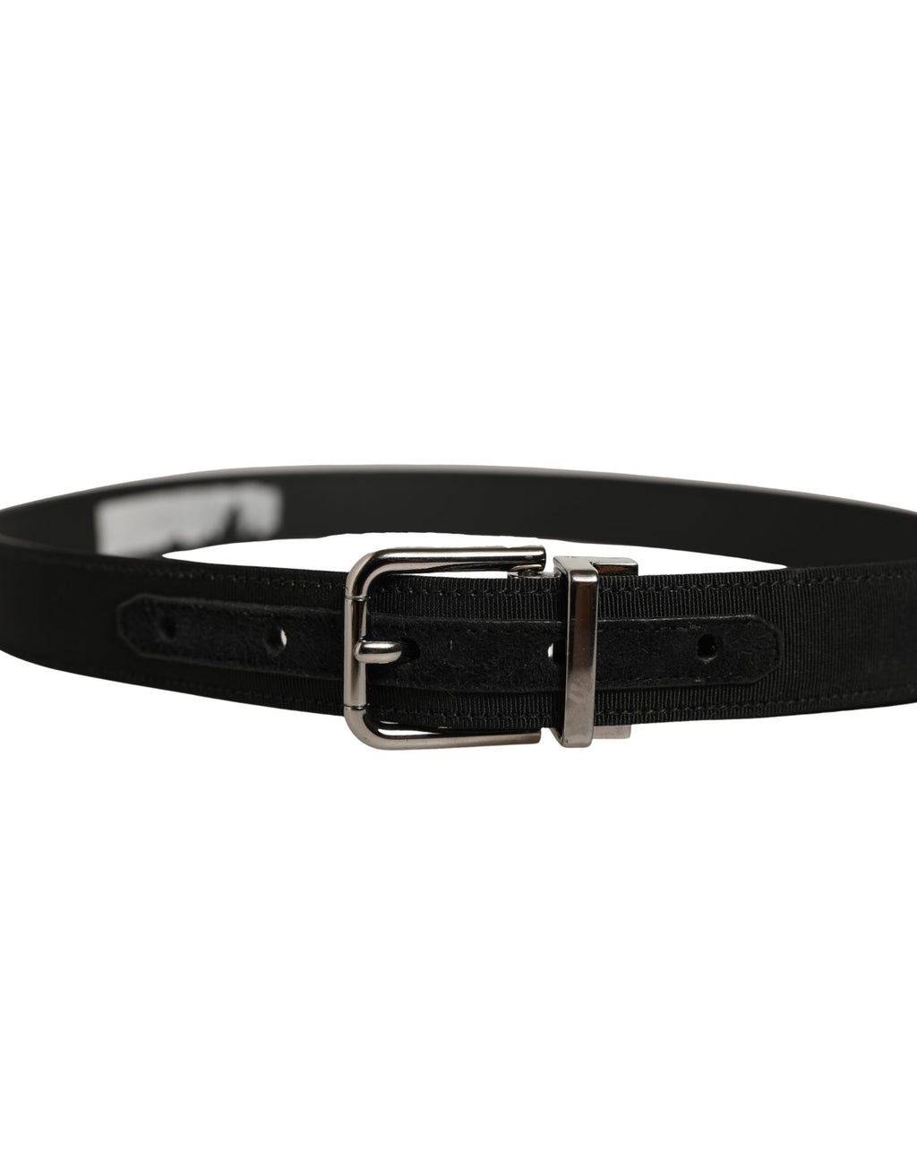 Dolce & Gabbana Black Classic Leather Belt – Silver Buckle, 2,5 cm, Logo, Italian
