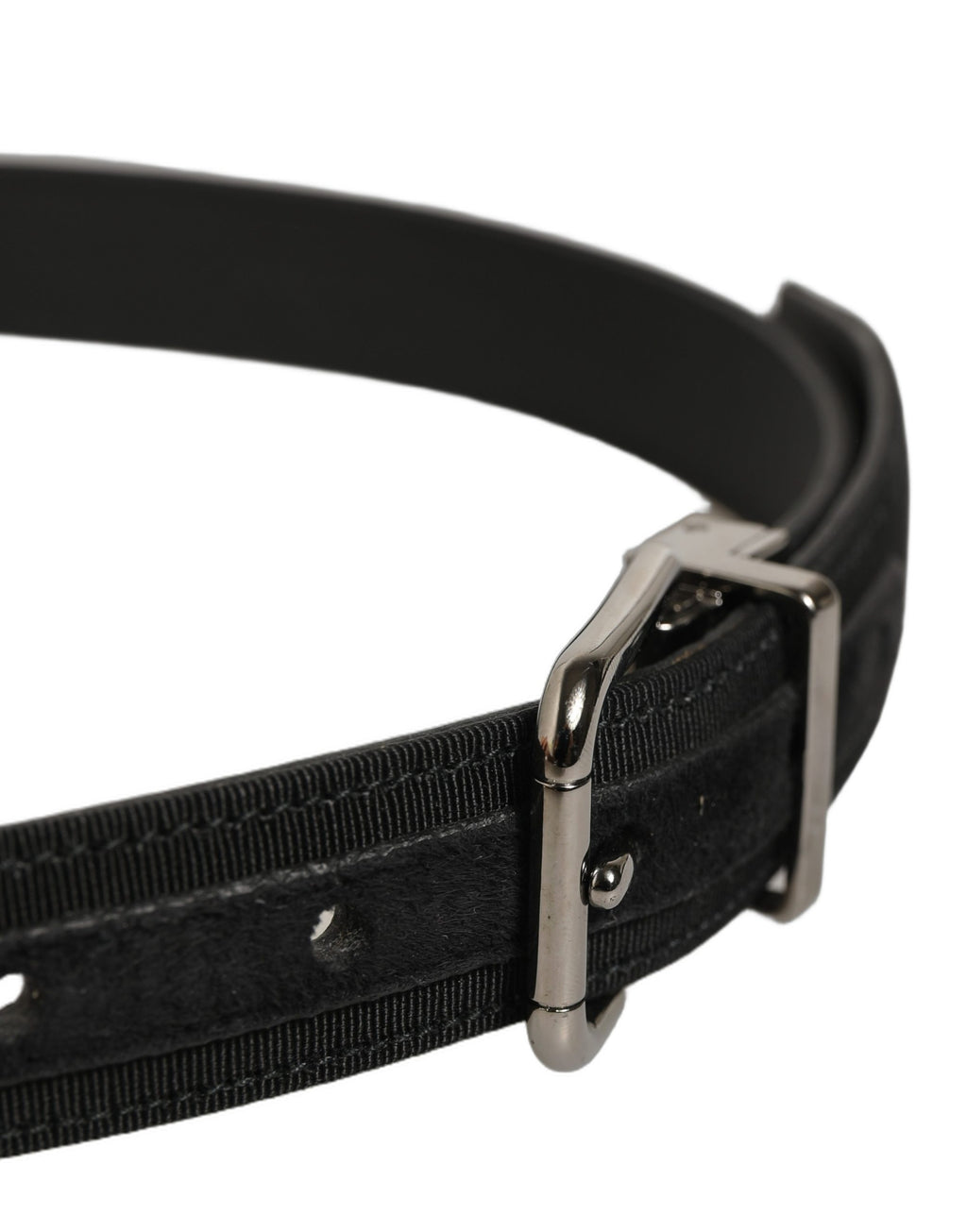 Dolce & Gabbana Black Classic Leather Belt – Silver Buckle, 2,5 cm, Logo, Italian