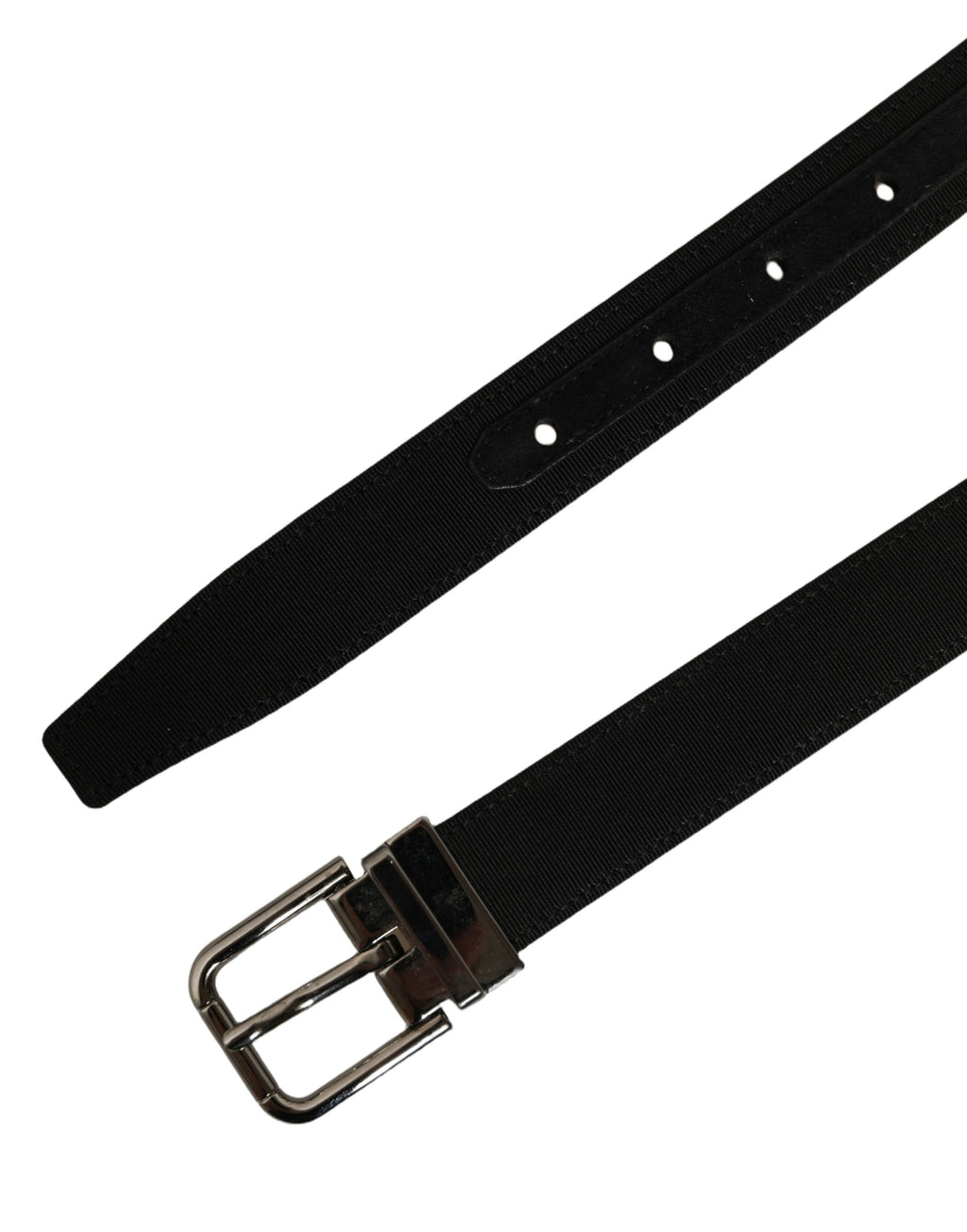 Dolce & Gabbana Black Classic Leather Belt – Silver Buckle, 2,5 cm, Logo, Italian
