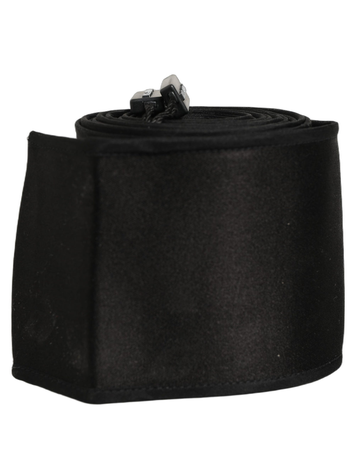 Dolce & Gabbana Black Silk Waist Belt – 270x8 cm, 100% Silk, Logo, Italian