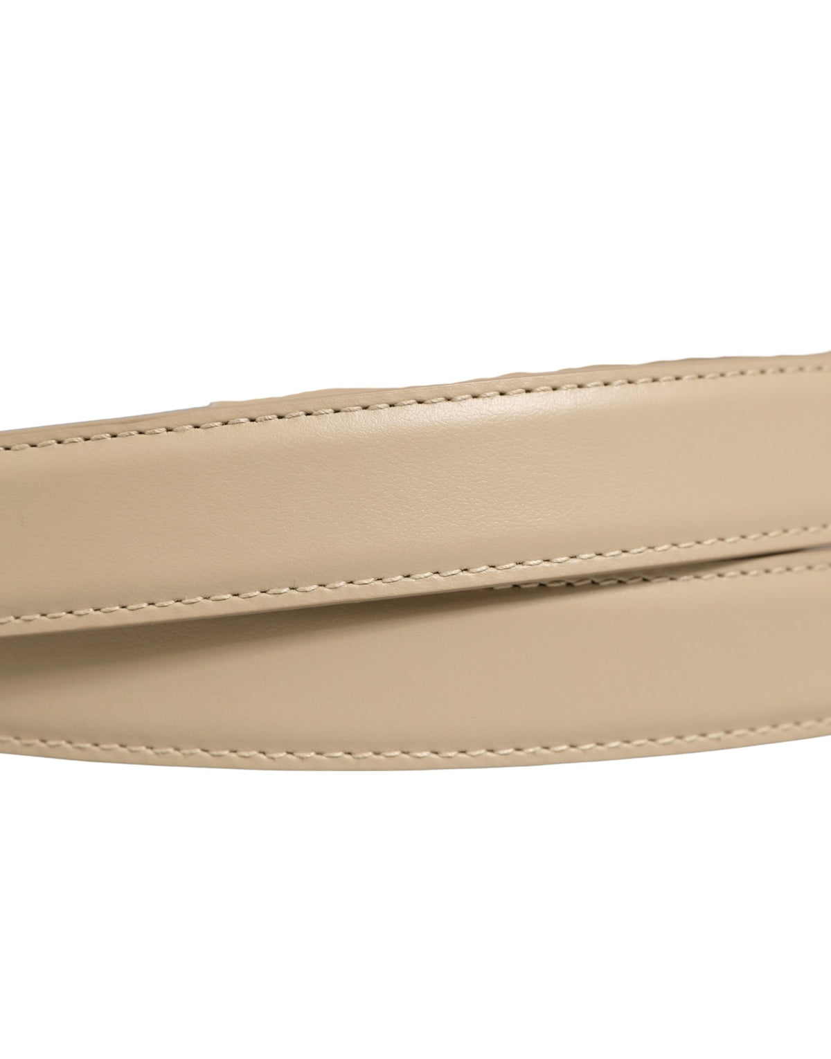 Dolce & Gabbana Beige Leather Belt – Gold Buckle, 2,5 cm, 100% Leather, Logo, Italian