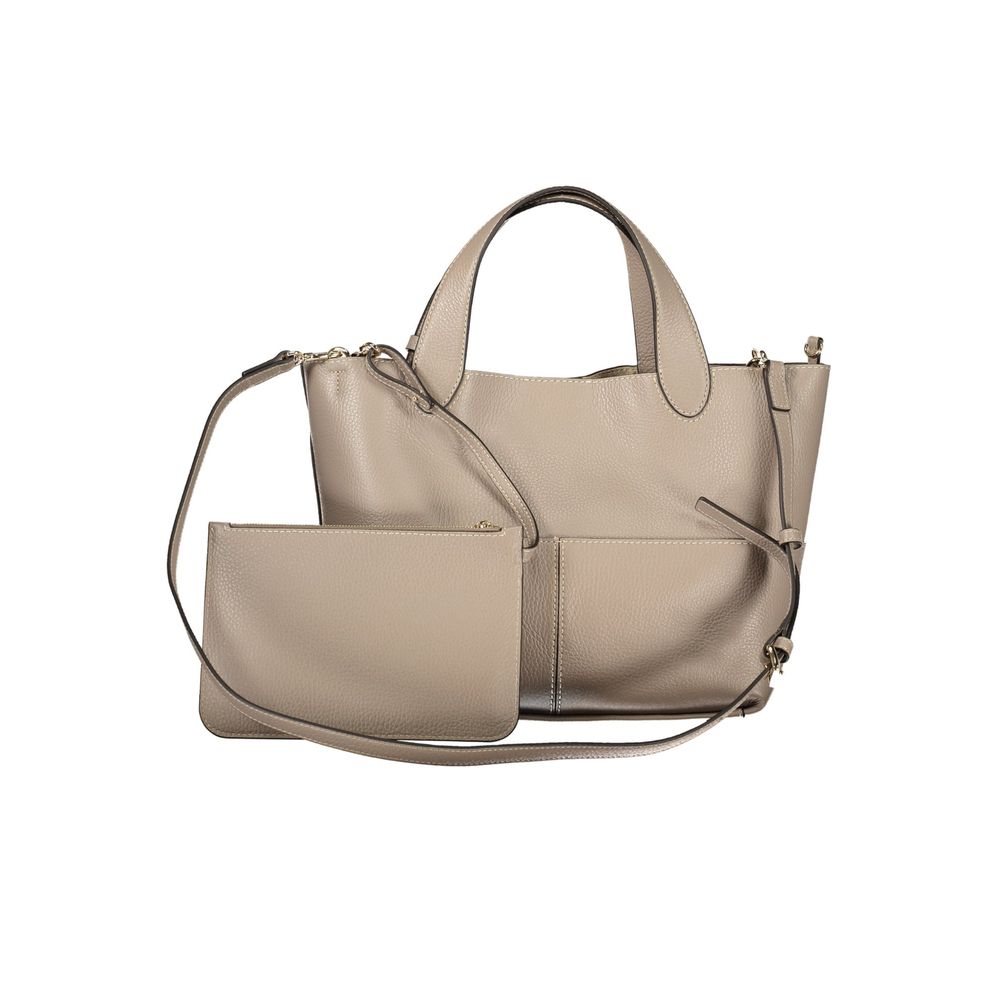 Furla Grey Leather 'Primrose' Tote Bag - Double Handles, Detachable Strap, Furla Logo