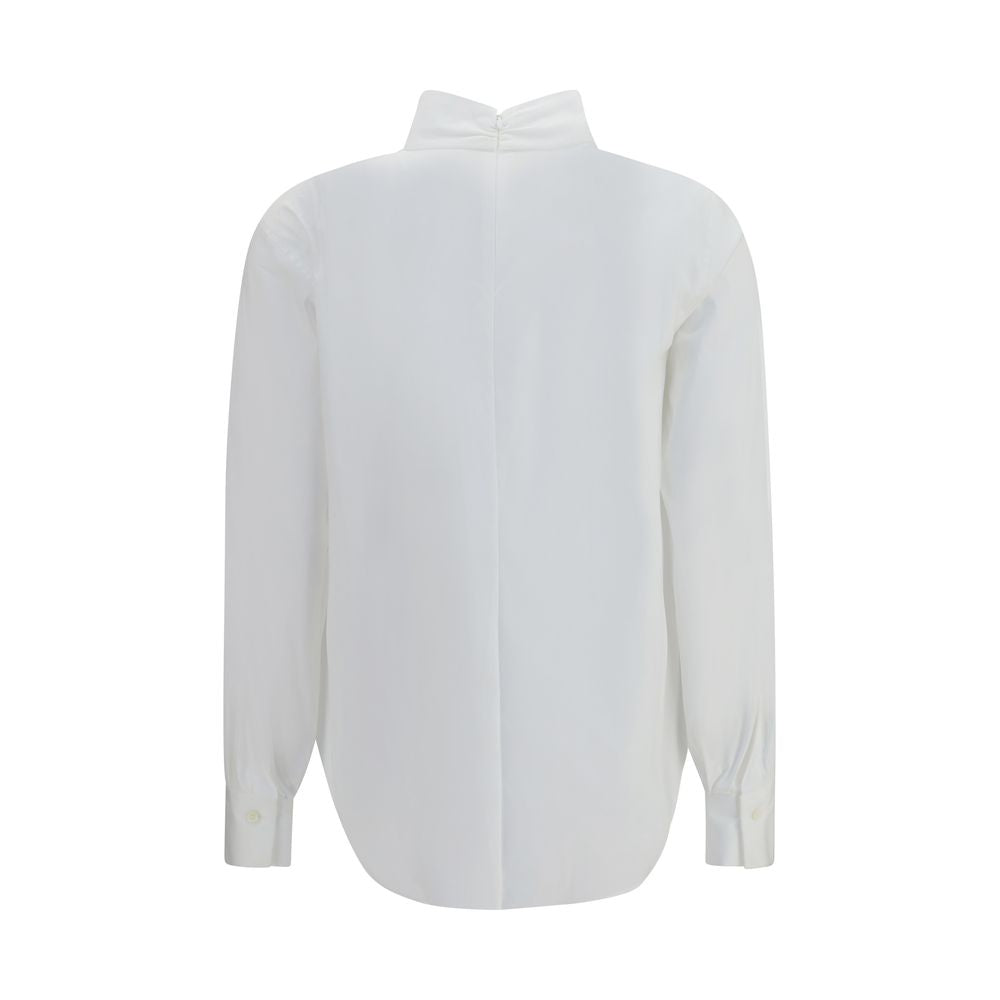 Brunello Cucinelli White Cotton Blouse – Monile Embellishment