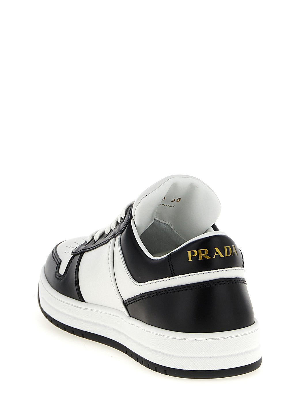 Prada Two-Tone Calfskin 'Downtown' Low-Top Sneakers - Green Glaze Triangle Logo, Lace-Up, Italian