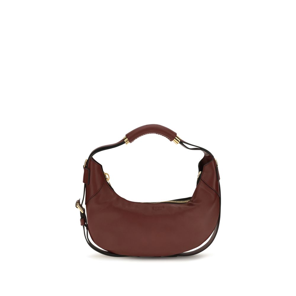 Moschino Bordeaux Calfskin Bag – Crescent Silhouette, Rigid Handle, Shoulder Strap, Zip Closure, 32x22x7 cm, AW26