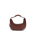 Moschino Bordeaux Calfskin Bag – Crescent Silhouette, Rigid Handle, Shoulder Strap, Zip Closure, 32x22x7 cm, AW26