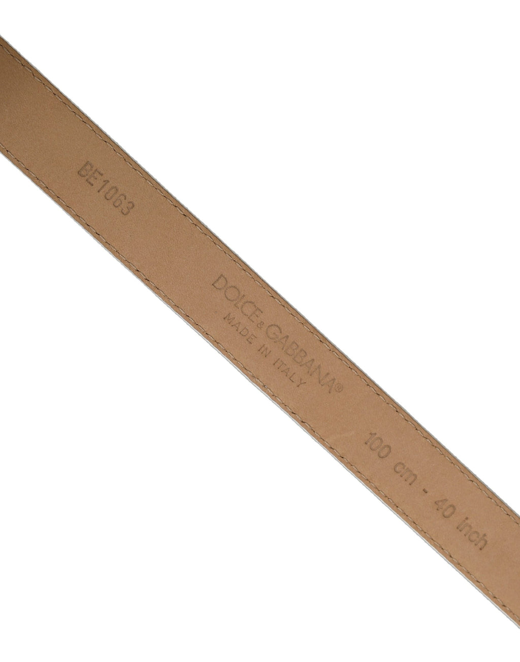 Dolce & Gabbana White Leather Belt – Silver Metal Buckle, 2 cm, Logo, L/90 cm, Italian