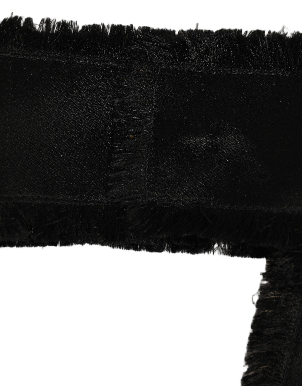 Dolce & Gabbana Black Velvet Tie Belt - 6 cm, 60% Cotton 40% Acetate, Fringed, Italian