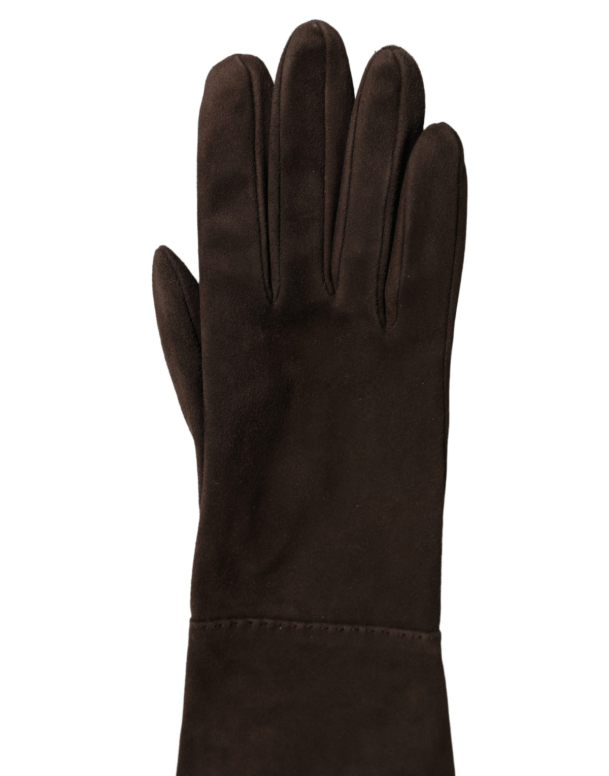 Dolce & Gabbana Brown Genuine Suede Elbow-Length Gloves – Logo, Italian