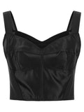 Dolce & Gabbana Black 60% Polyamide Satin Bustier Top – Sweetheart Neckline, Picot Edge, Silver Zip, Italian